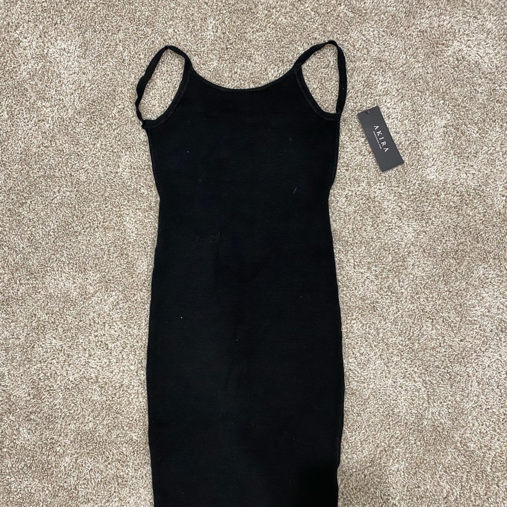 Deep Open Back Black Bodycon Dress
